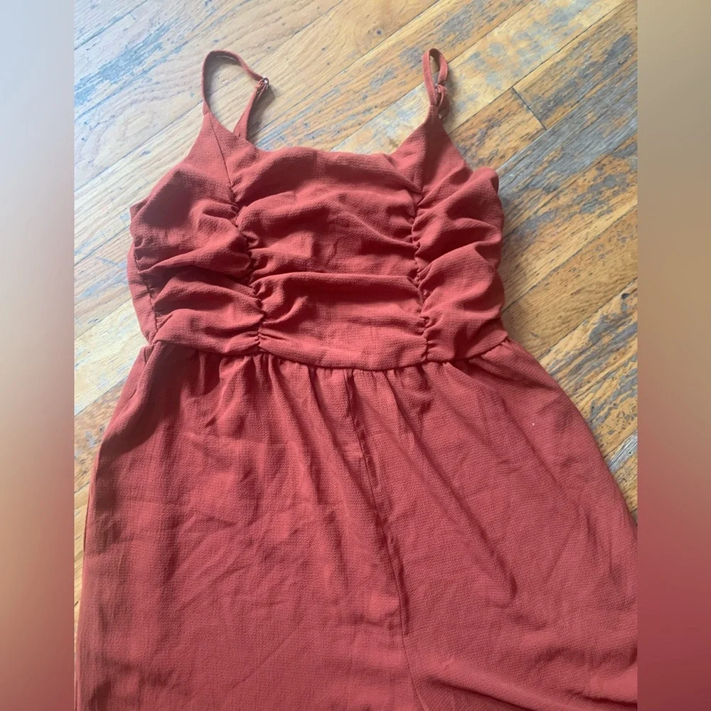 Ruched Coral Jumpsuit (M) - Picture 2 of 3